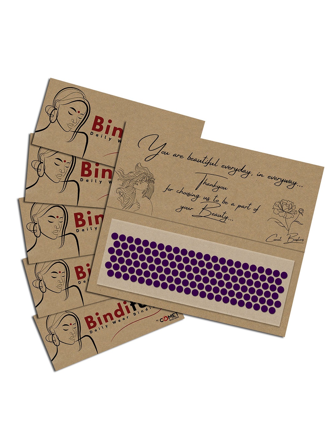 

Comet Busters Set Of 5 Bindiful Beautiful Traditional Designer Bindi - Purple