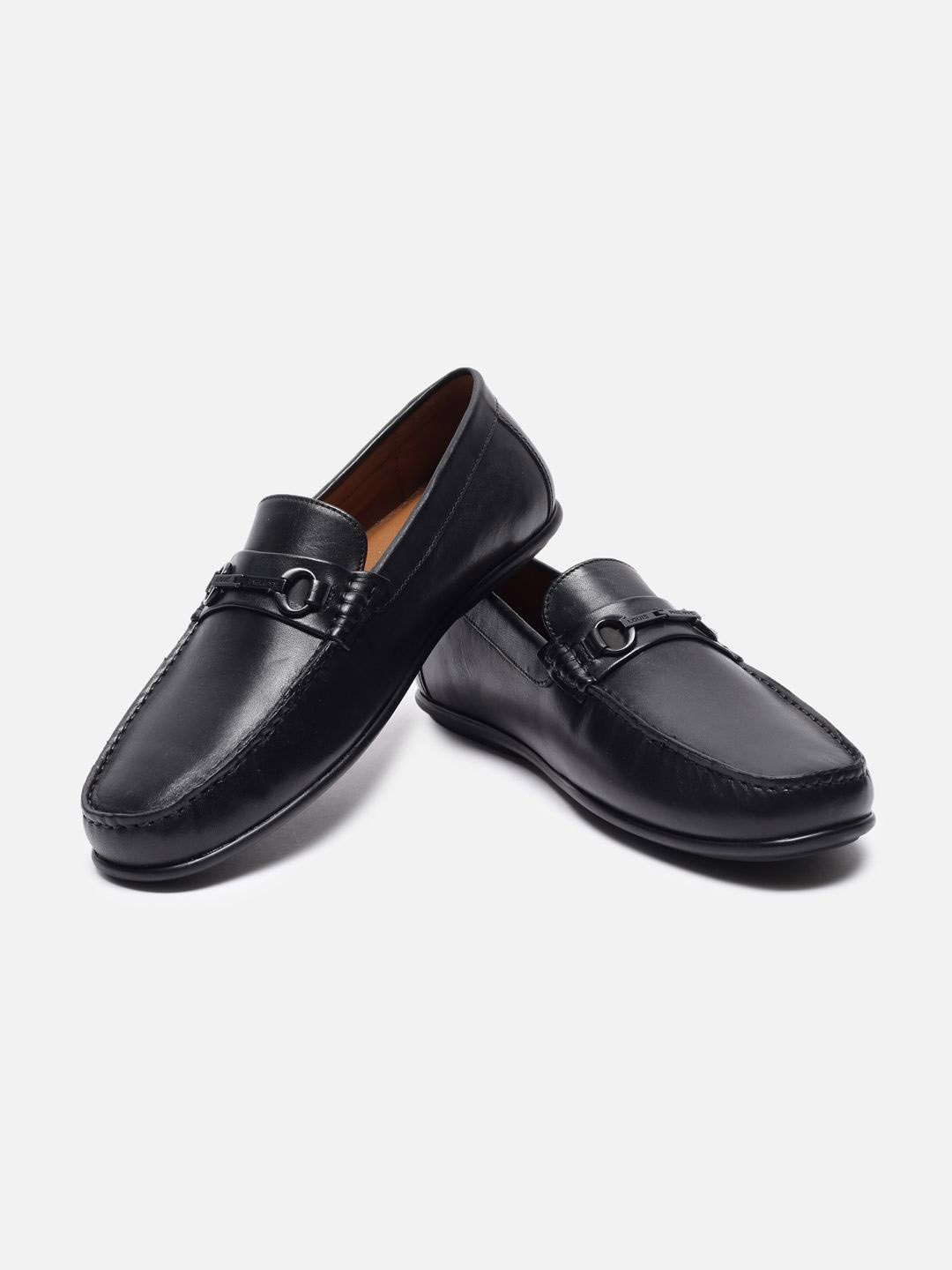 

Louis Philippe Men Textured Leather Loafers, Black