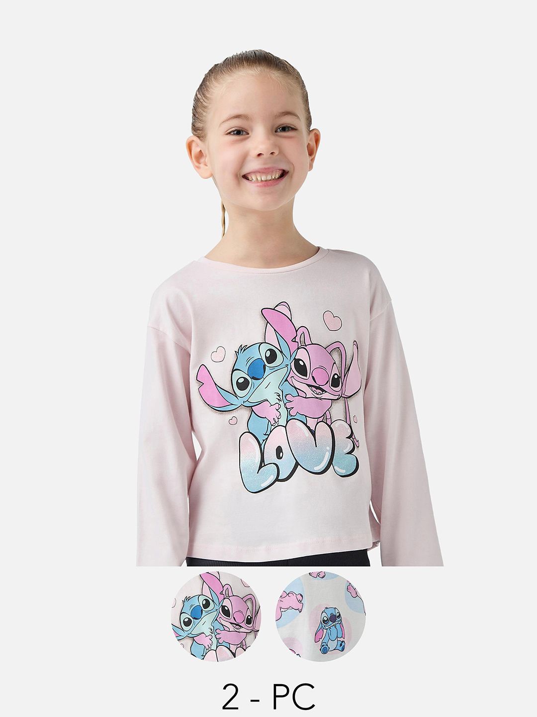 

Juniors by Babyshop Girls Pack of 2 Cotton Graphic Printed Top, Pink