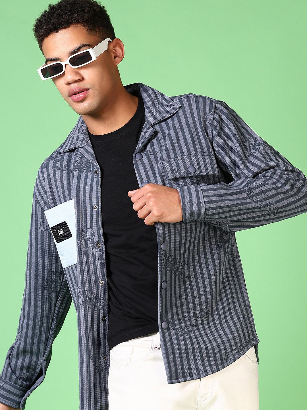 

V-Mart Men Opaque Striped Casual Shirt, Blue