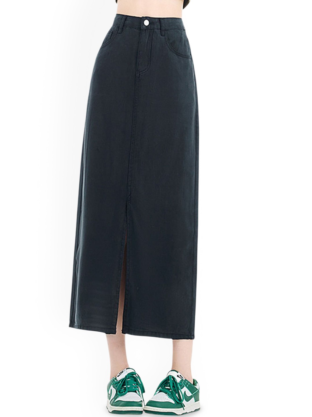 

LULU & SKY Women Front Slit A-Line Maxi Skirt, Black