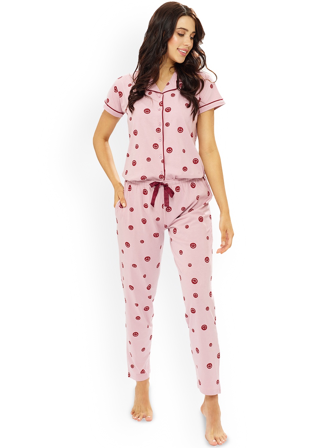 

Lotik Women Printed Night suit, Pink