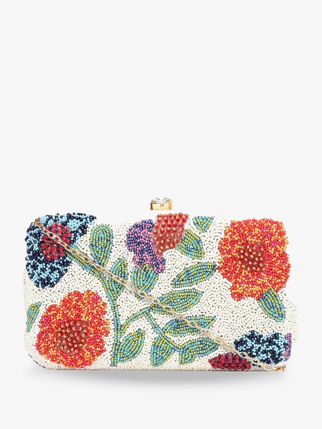 

HORRA Embellished Box Clutch, Beige