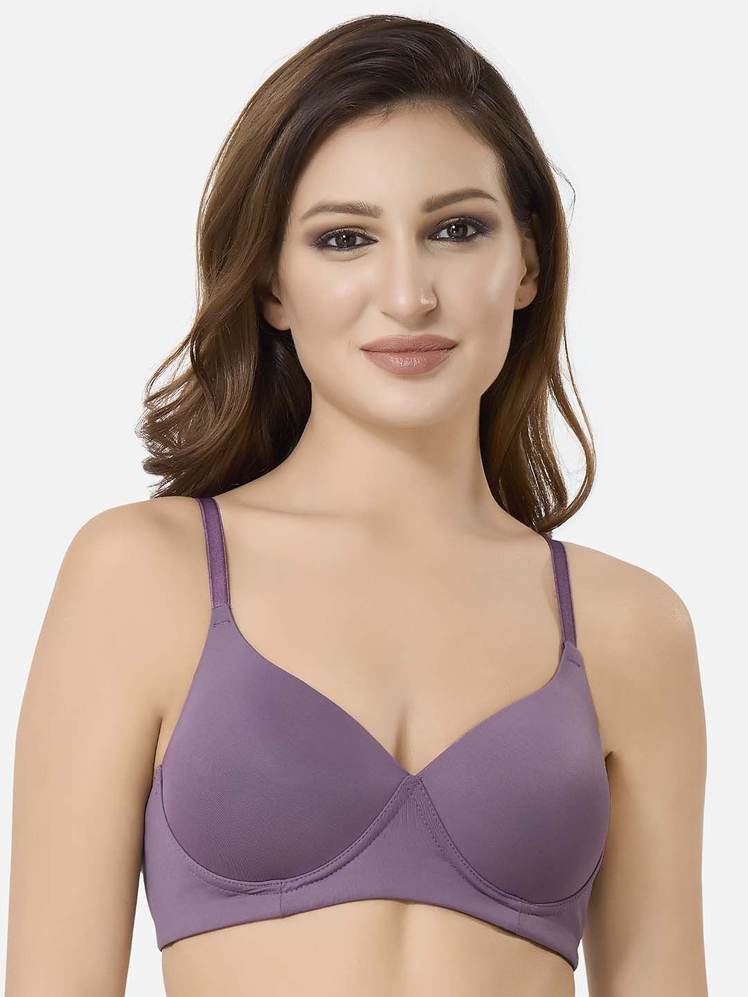 

Lenissa Half Coverage Lightly Cut and Sew Padded T-shirt Bra, Purple