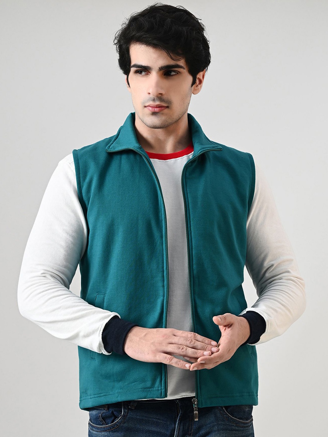 

BAESD Men Fleece Lightweight Open Front Jacket, Sea green