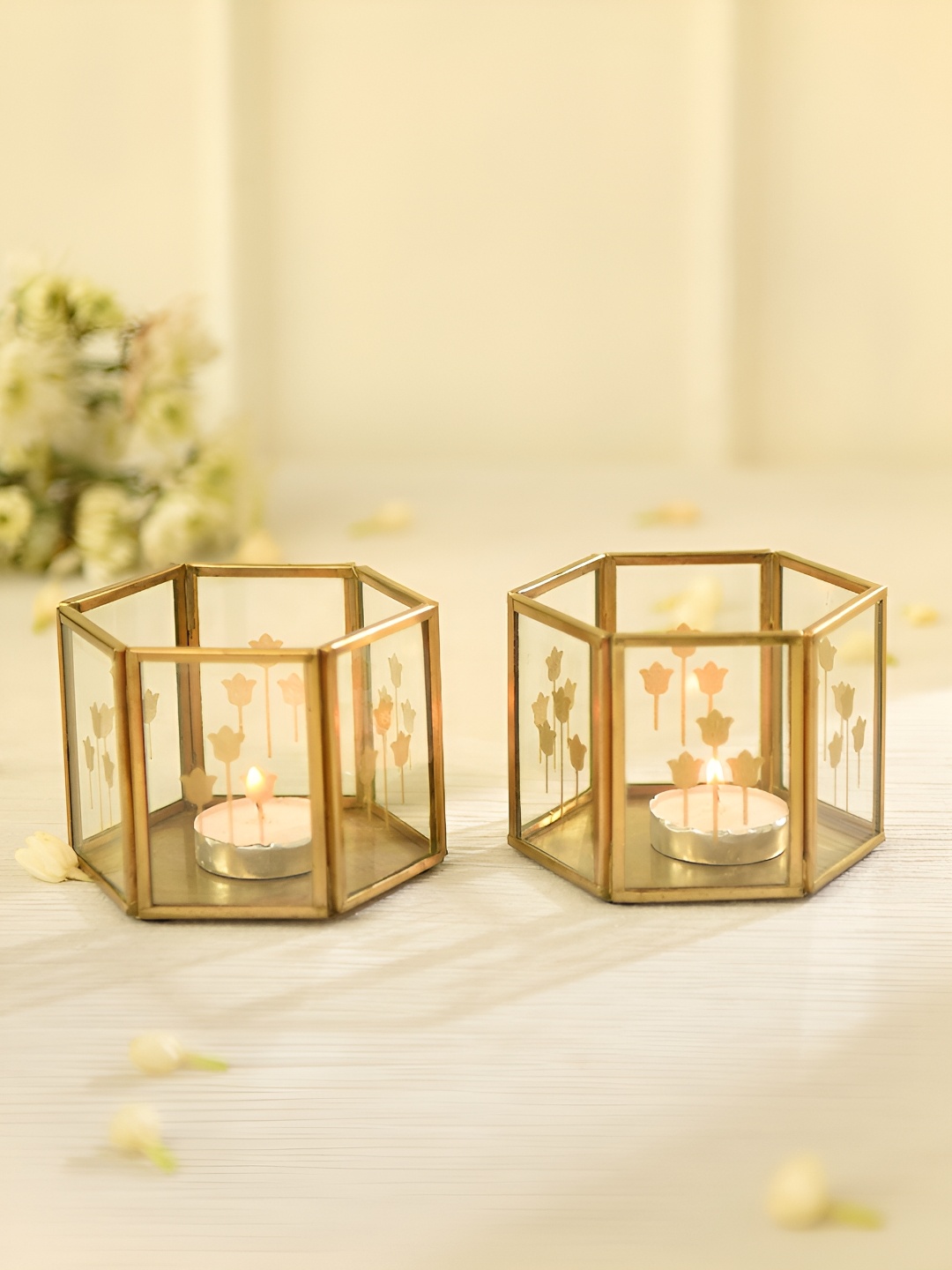 

JAYPORE Gold-Toned Set of 2 Candle Holder