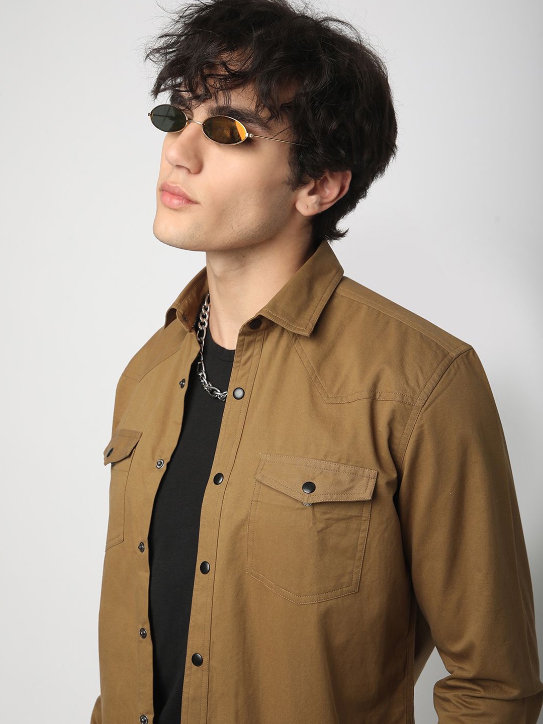

VASTRADO Men Classic Slim Fit Opaque Casual Shirt, Khaki