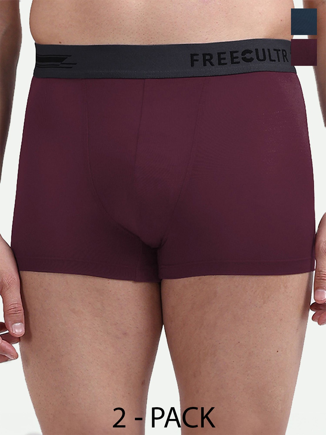 

FREECULTR Men Pack Of 2 Anti Bacterial Trunks, Burgundy