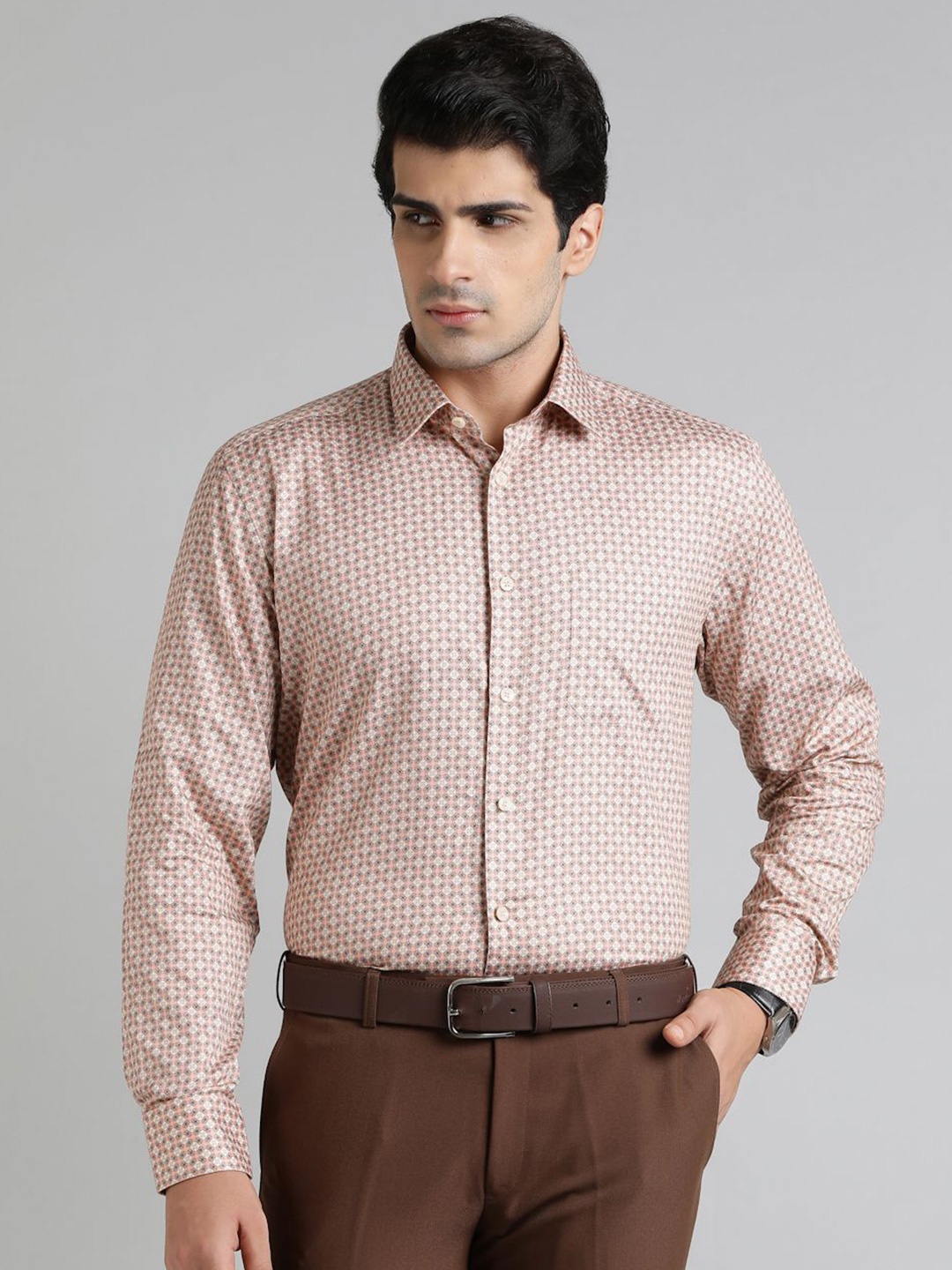 

JADE BLUE Men Floral Opaque Printed Formal Shirt, Orange