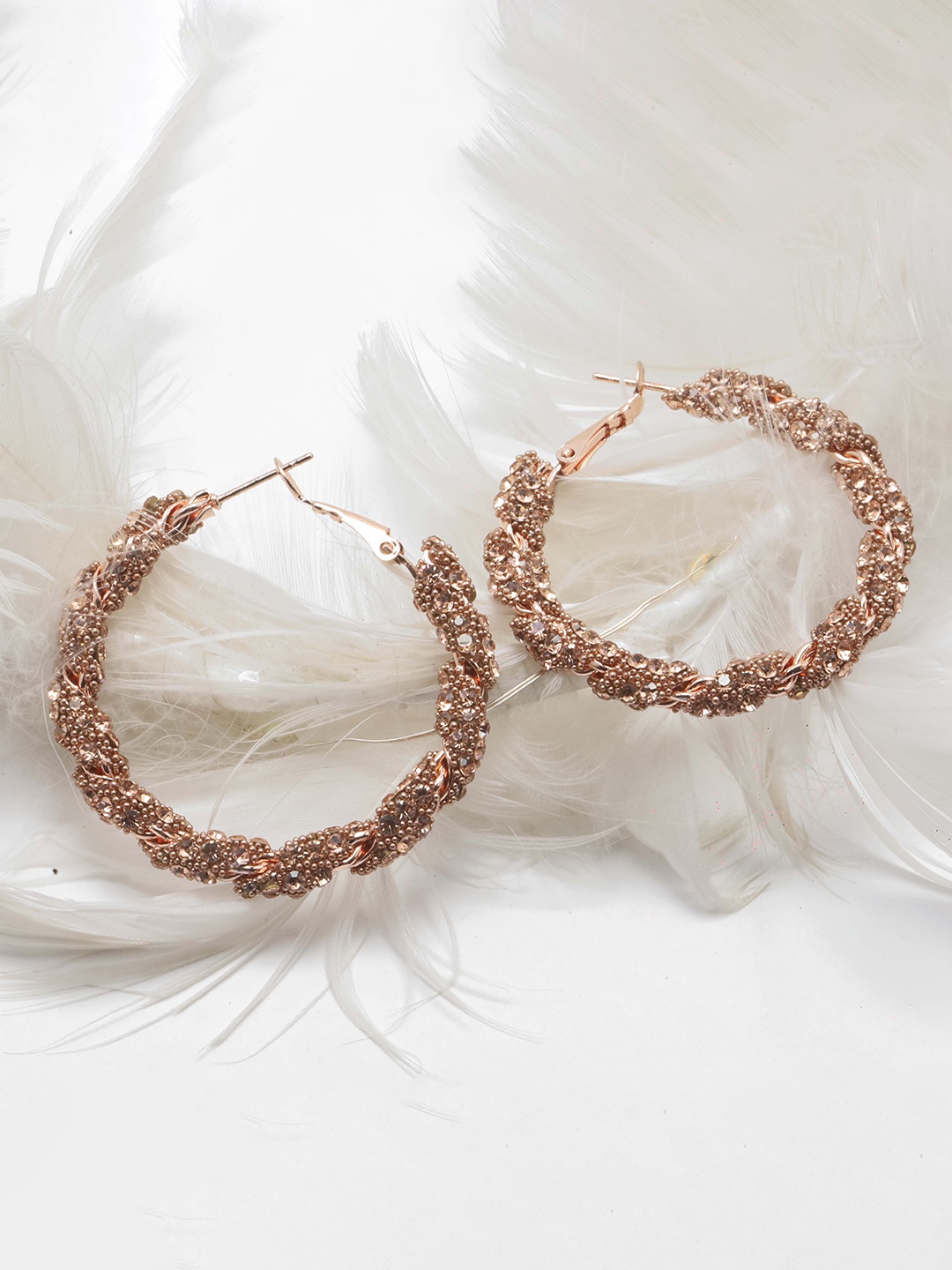 

Maansh Contemporary Hoop Earrings, Rose gold