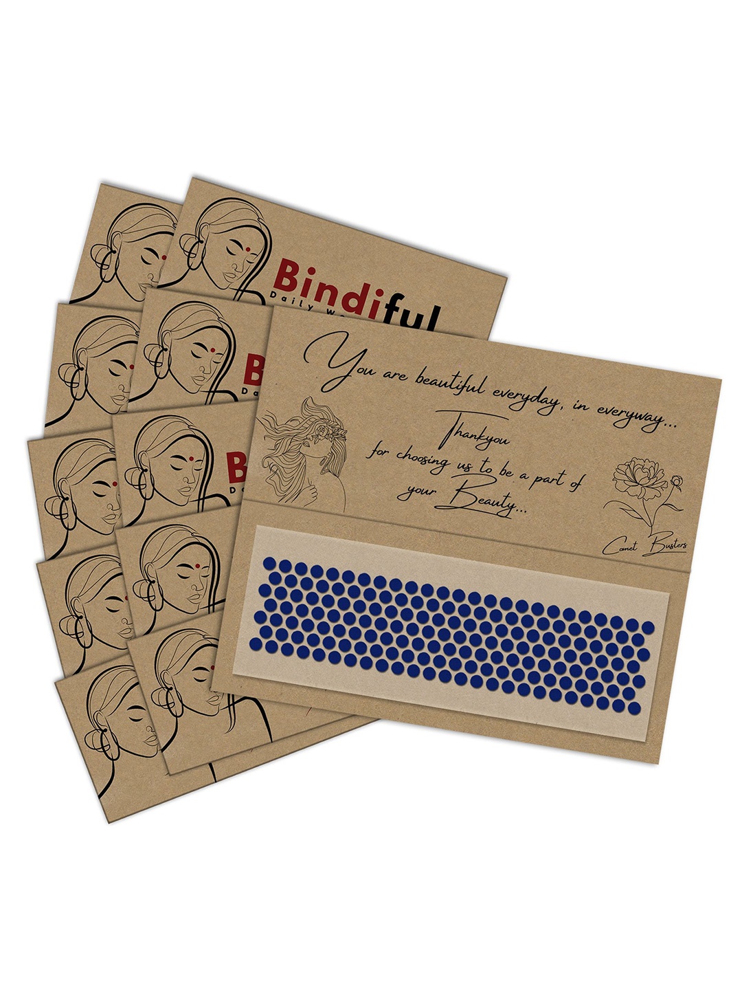 

Comet Busters Set Of 10 Bindiful Traditional Round Bindis - Navy Blue