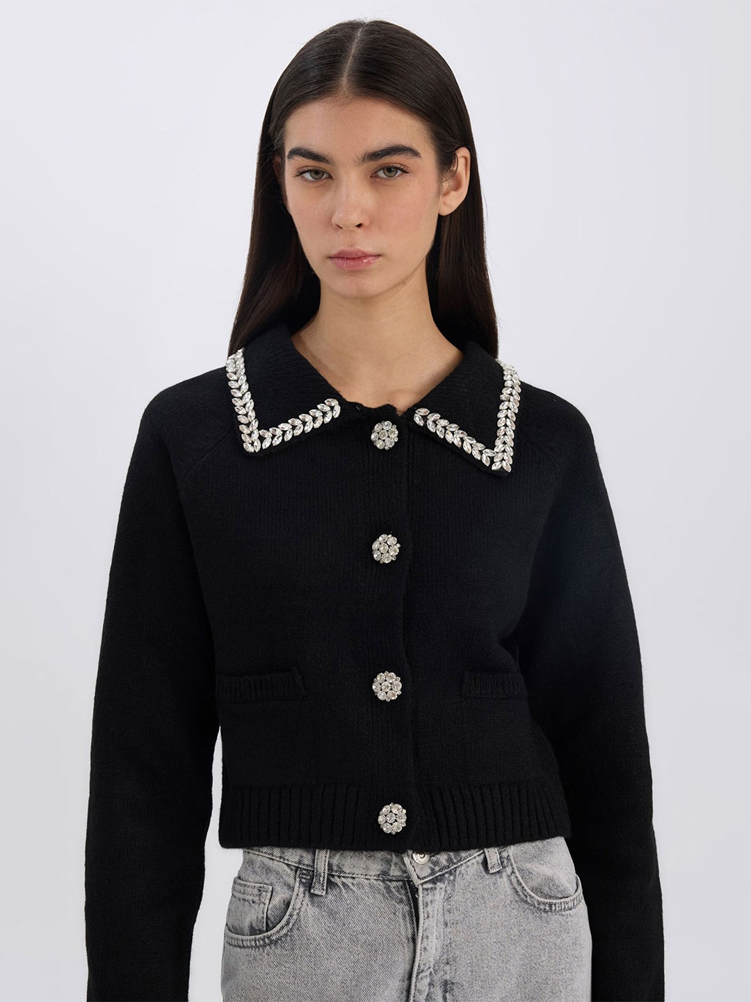 

DeFacto Women Crop Cardigan, Green