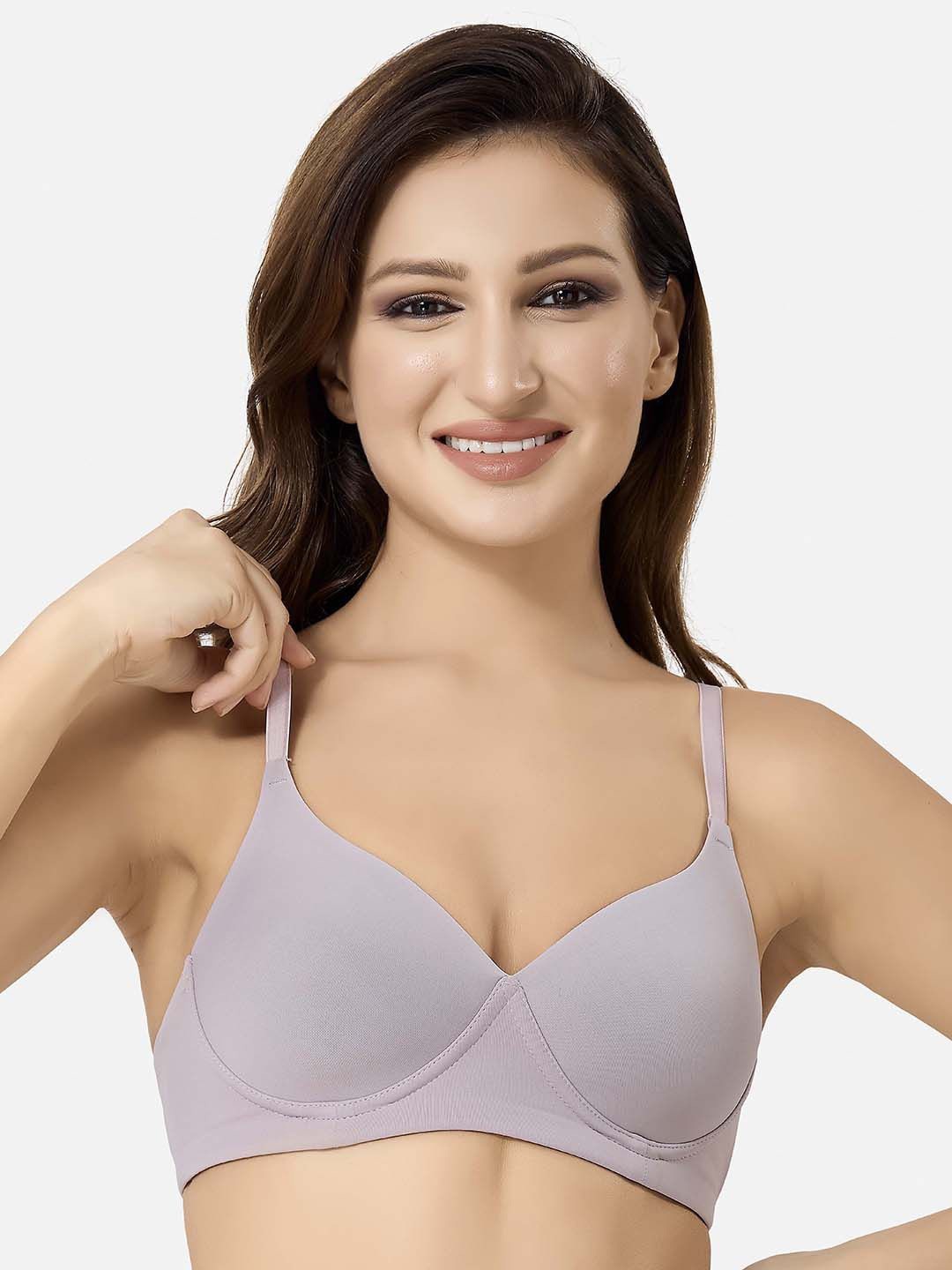 

Lenissa Women T-shirt Half Coverage Lightly Padded Seamless Cotton Bra, Grey