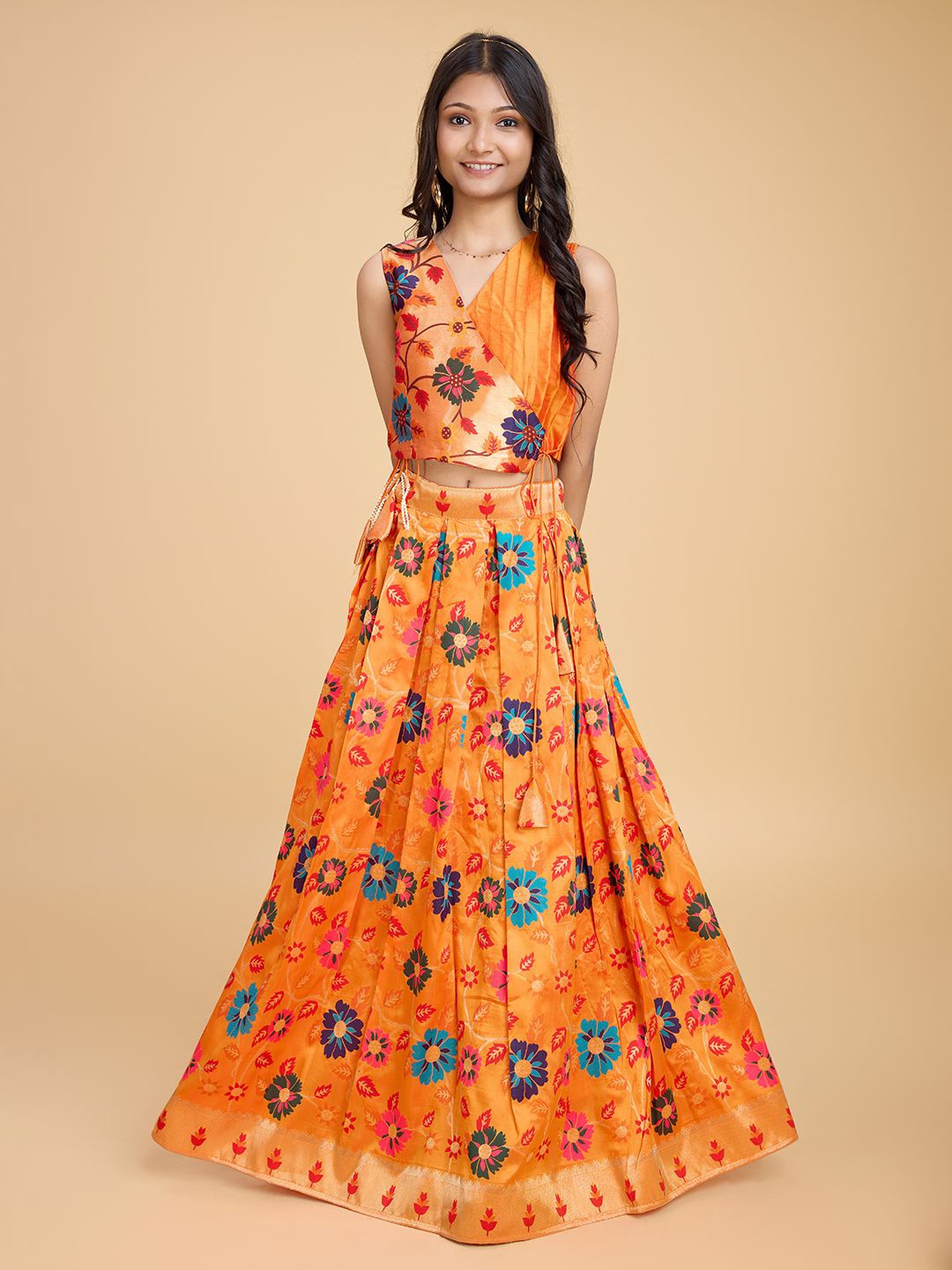 

Tasarika Girls Ready to Wear Lehenga &, Orange