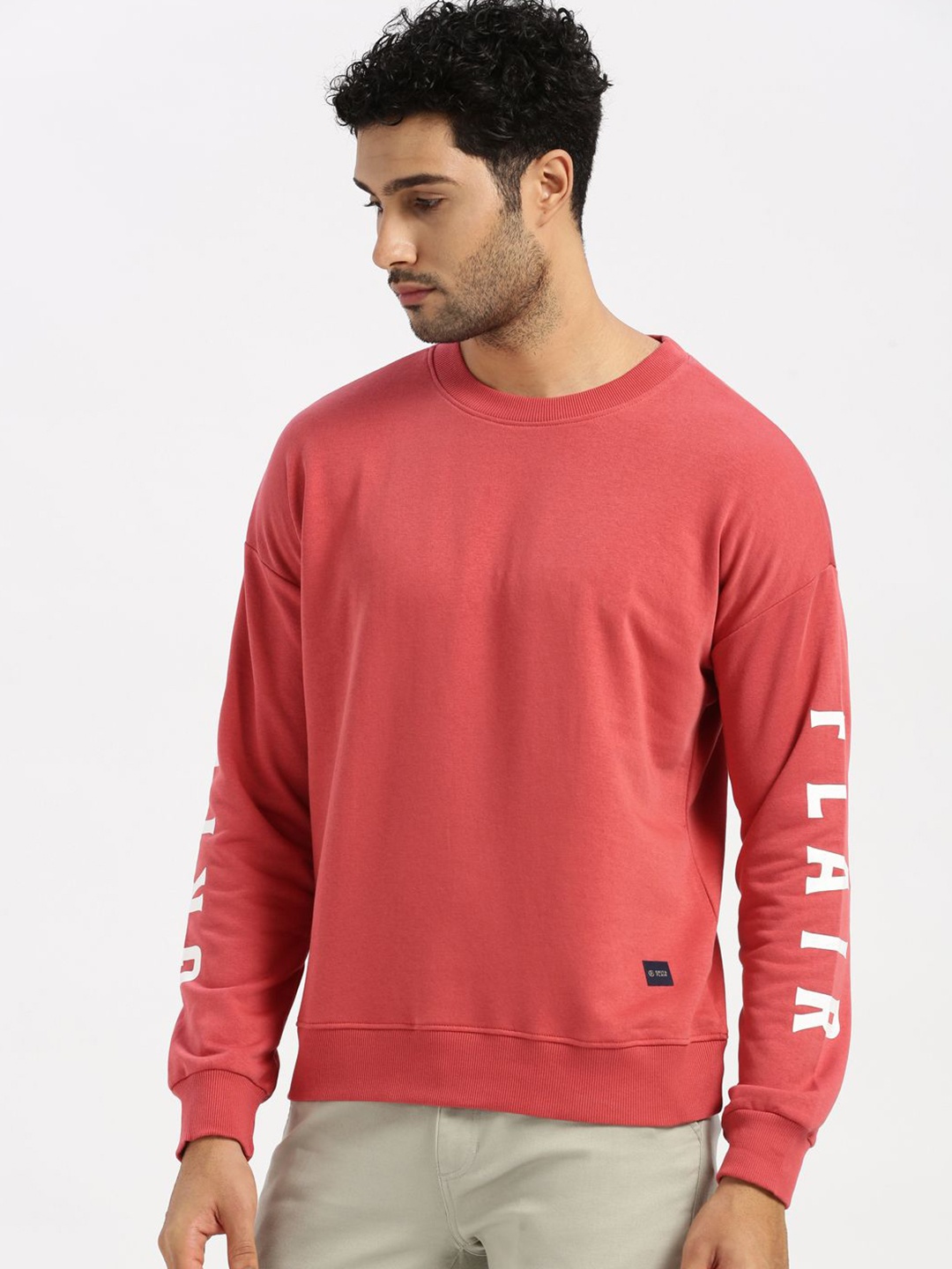 

Grit and Flair Men Cotton Long Sleeves Sweatshirt, Red