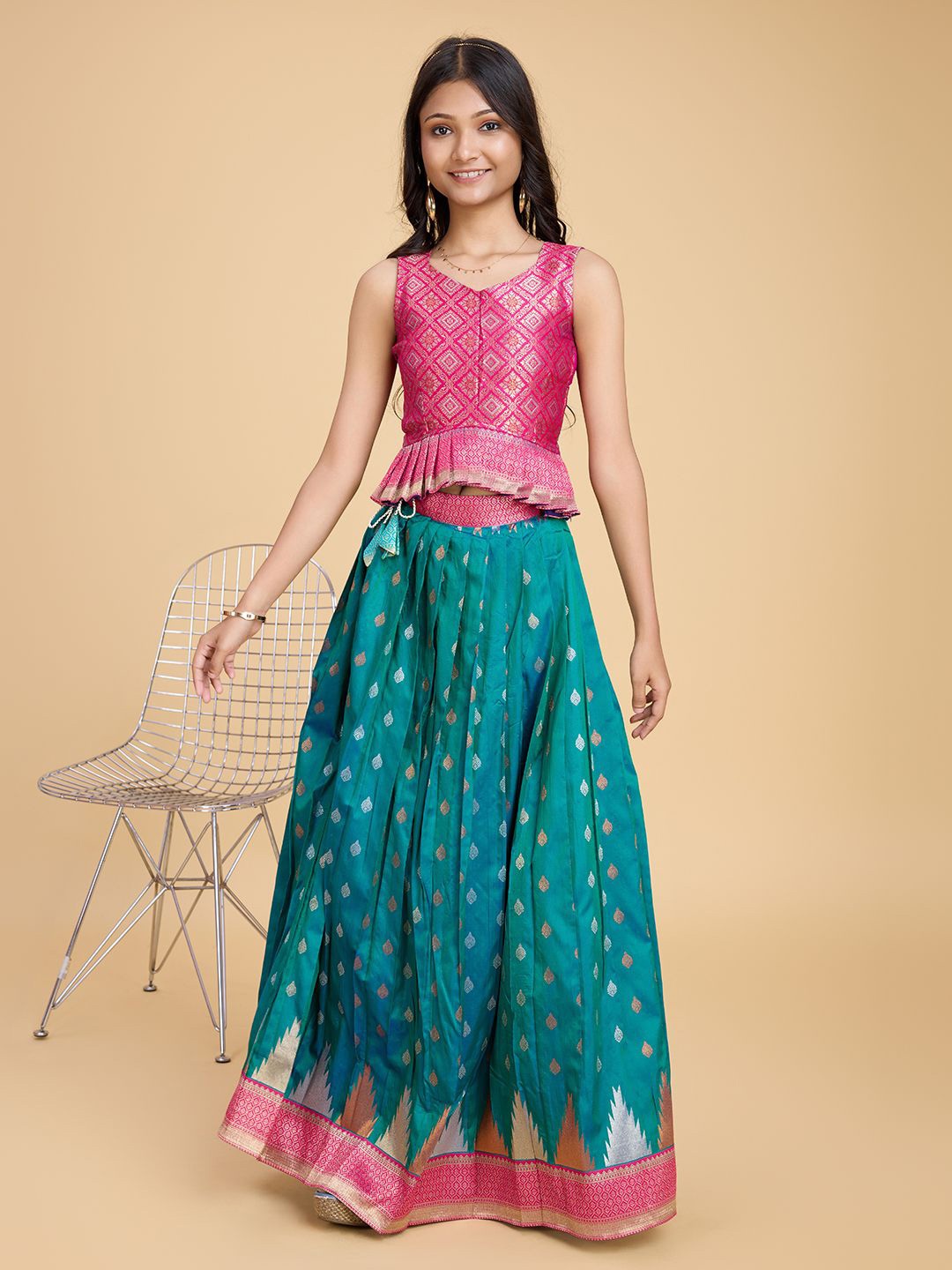 

Tasarika Girls Ready to Wear Lehenga &, Green