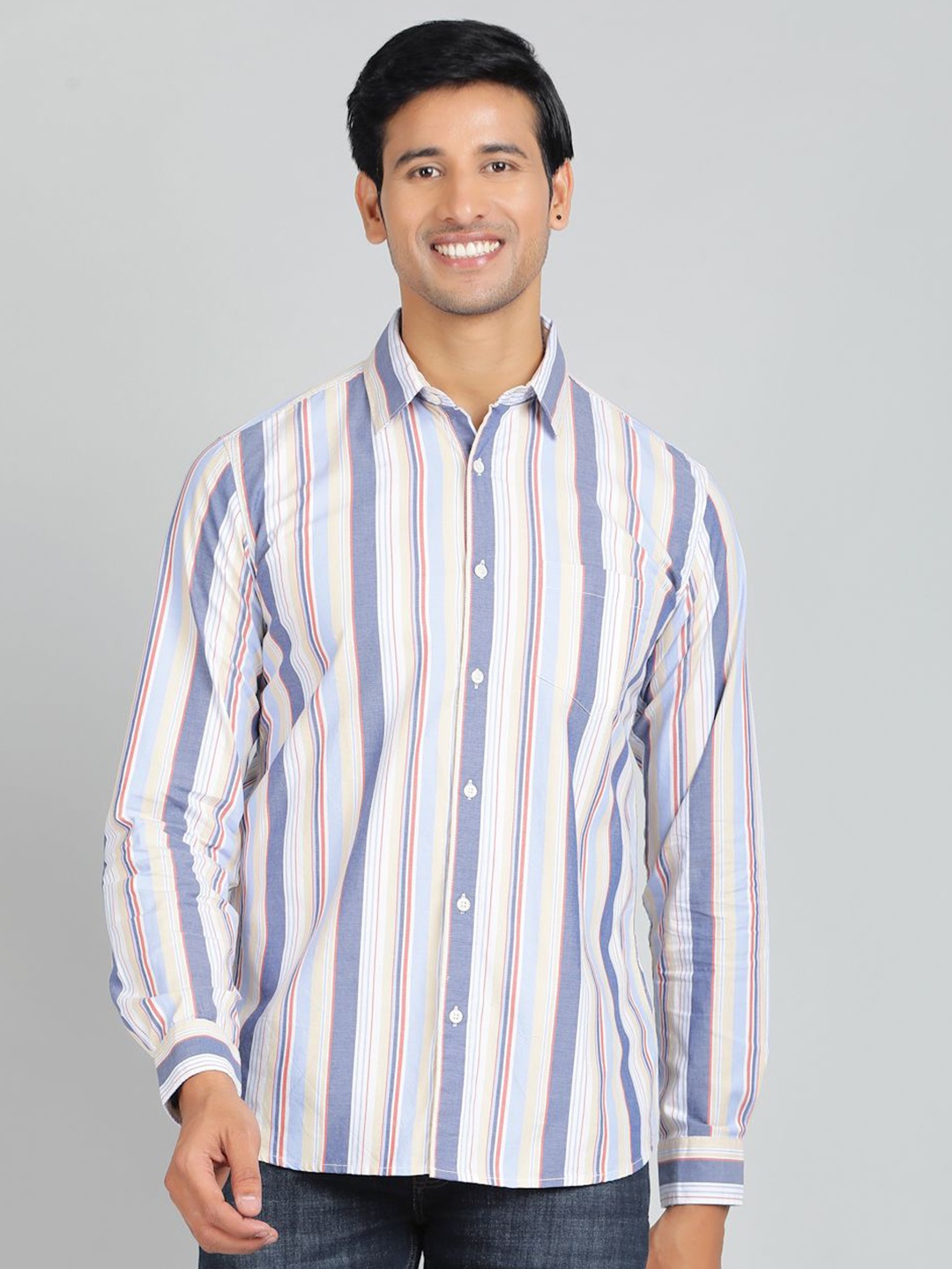 

JADE BLUE Men Slim Fit Opaque Striped Casual Shirt