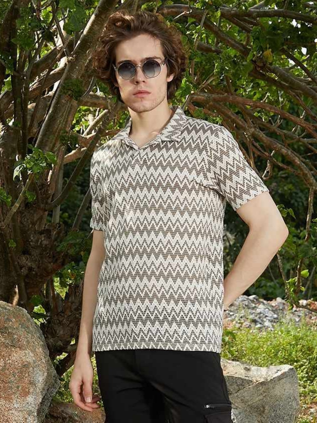 

Campus Sutra Men Striped Polo Collar Pockets T-shirt, Multi