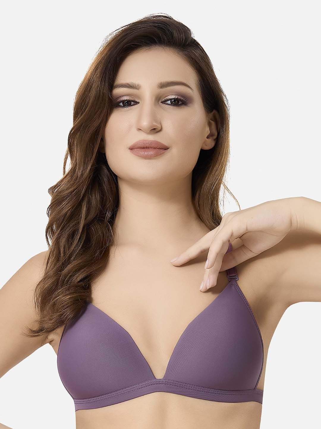 

Lenissa Women T-shirt Cut and Sew Half Coverage Lightly Padded Bra, Purple