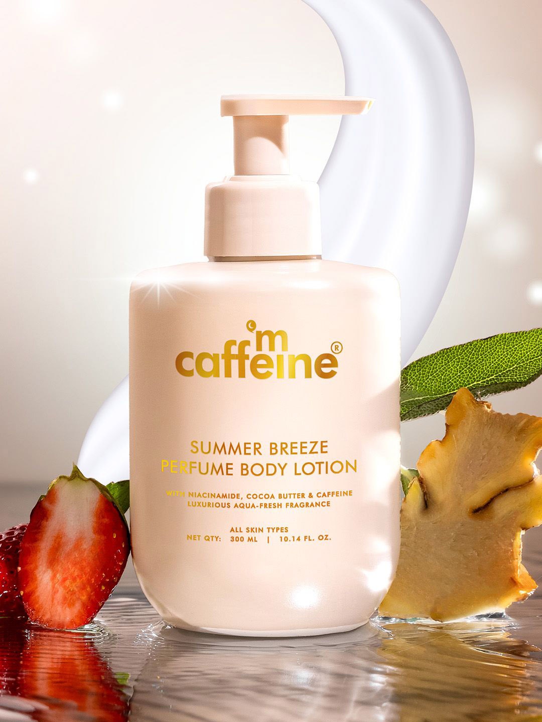 

MCaffeine Summer Breeze Body Lotion with Niacinamide Cocoa Butter & Caffeine - 300 ml, White
