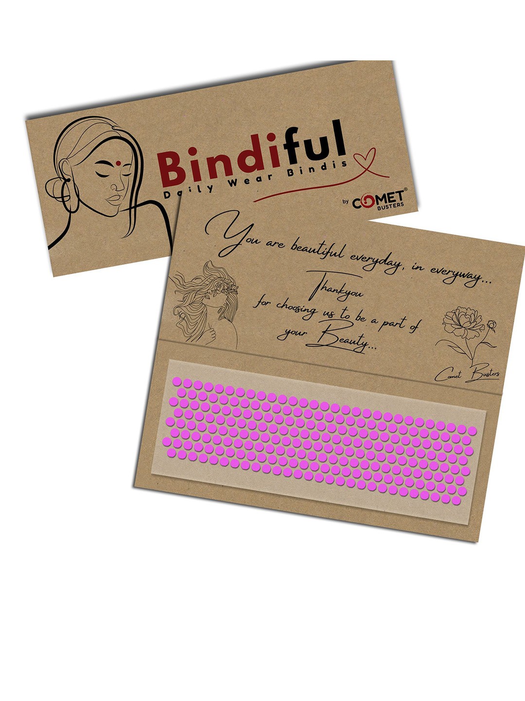 

Comet Busters Bindiful Daily Wear Traditional Bindis - Light Pink - 4mm
