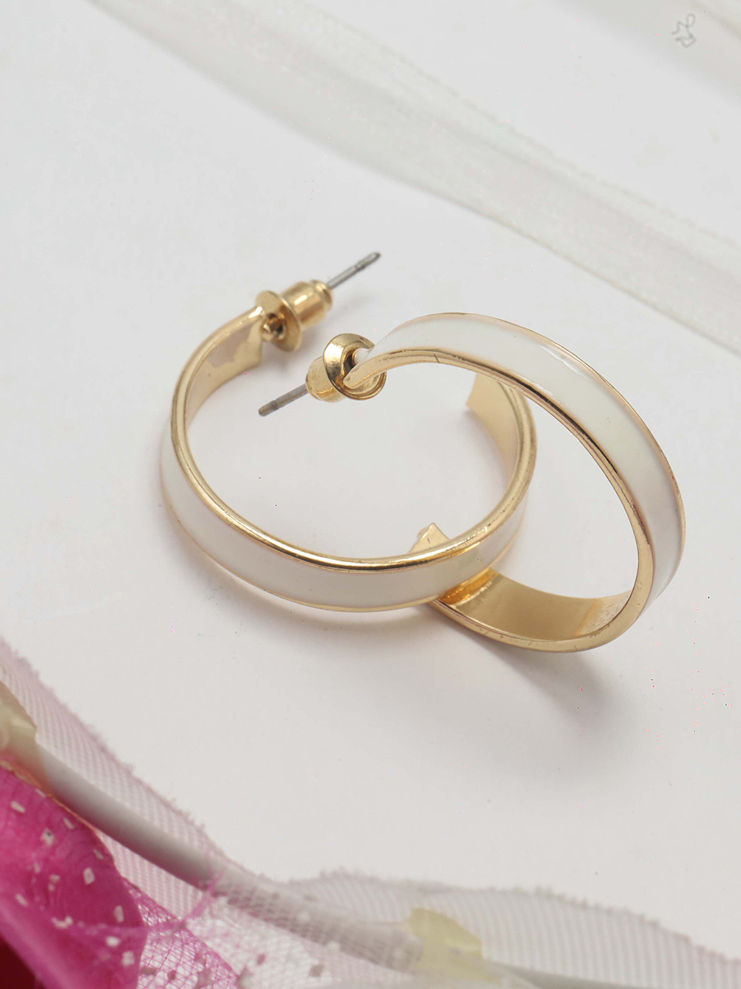 

Maansh Contemporary Hoop Earrings, White