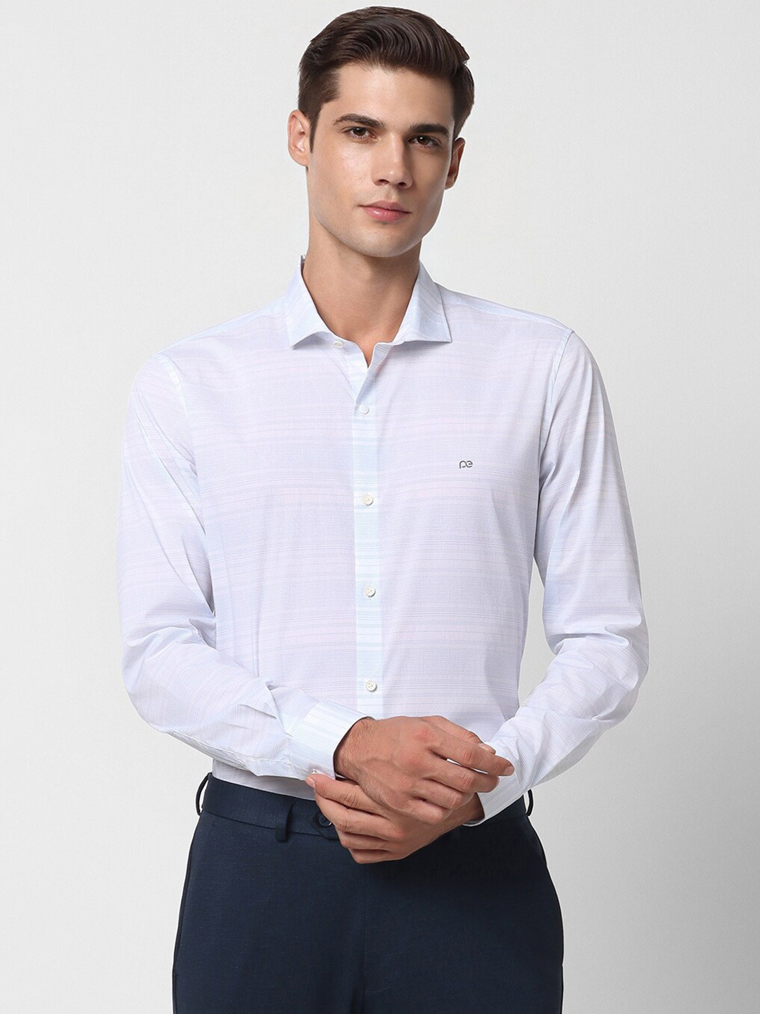 

Peter England Slim Fit Horizontal Stripes Cotton Casual Shirt, White