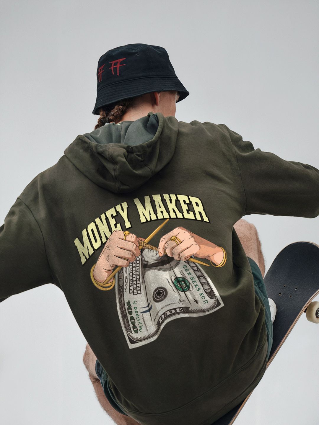 

FFLIRTYGO Men Printed Hooded Sweatshirt, Green