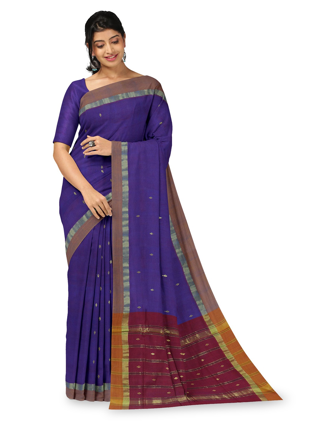 

APCO Woven Design Zari Pure Cotton Saree, Violet