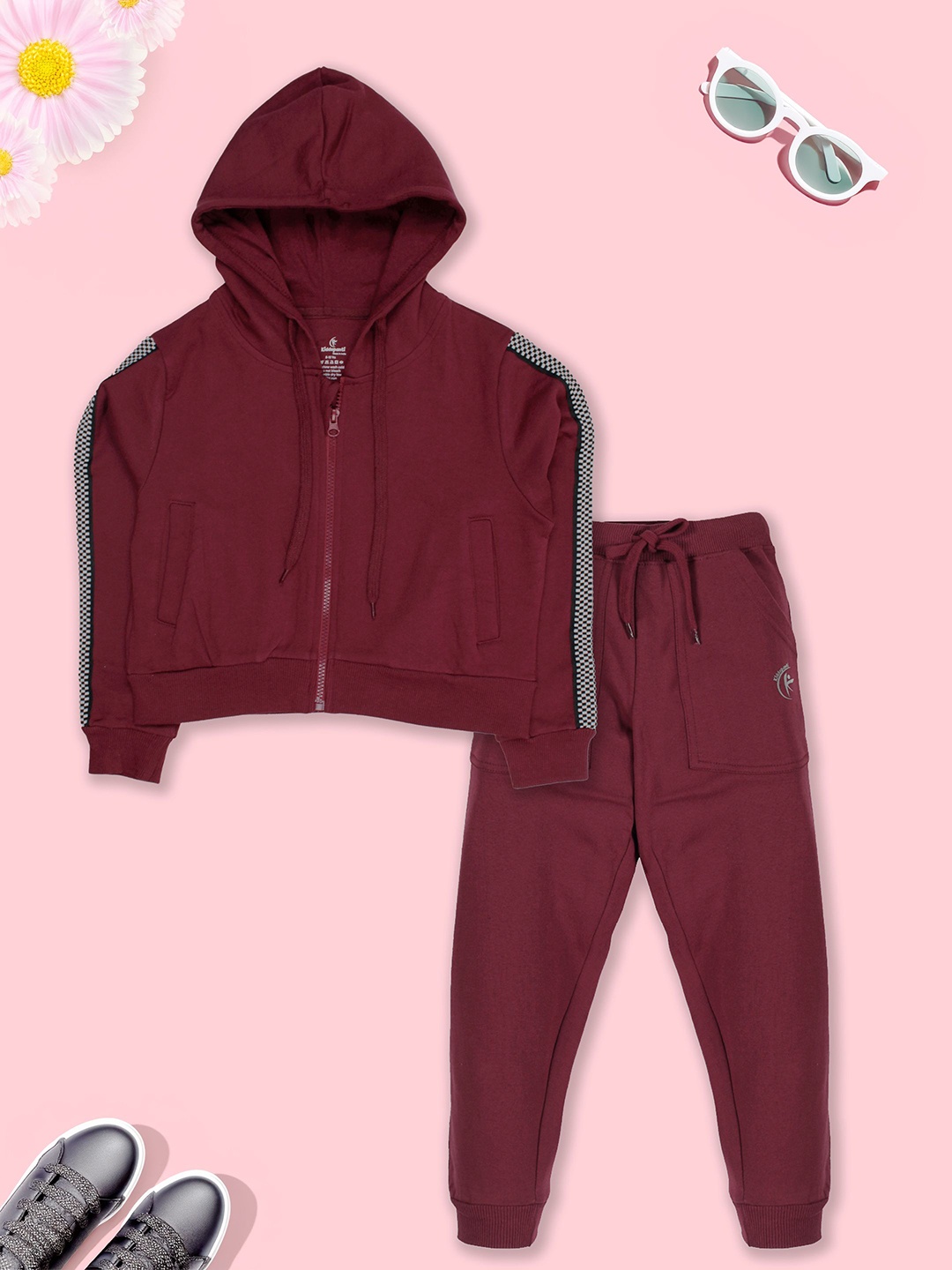 

KiddoPanti Girls Fleece Tracksuit, Maroon
