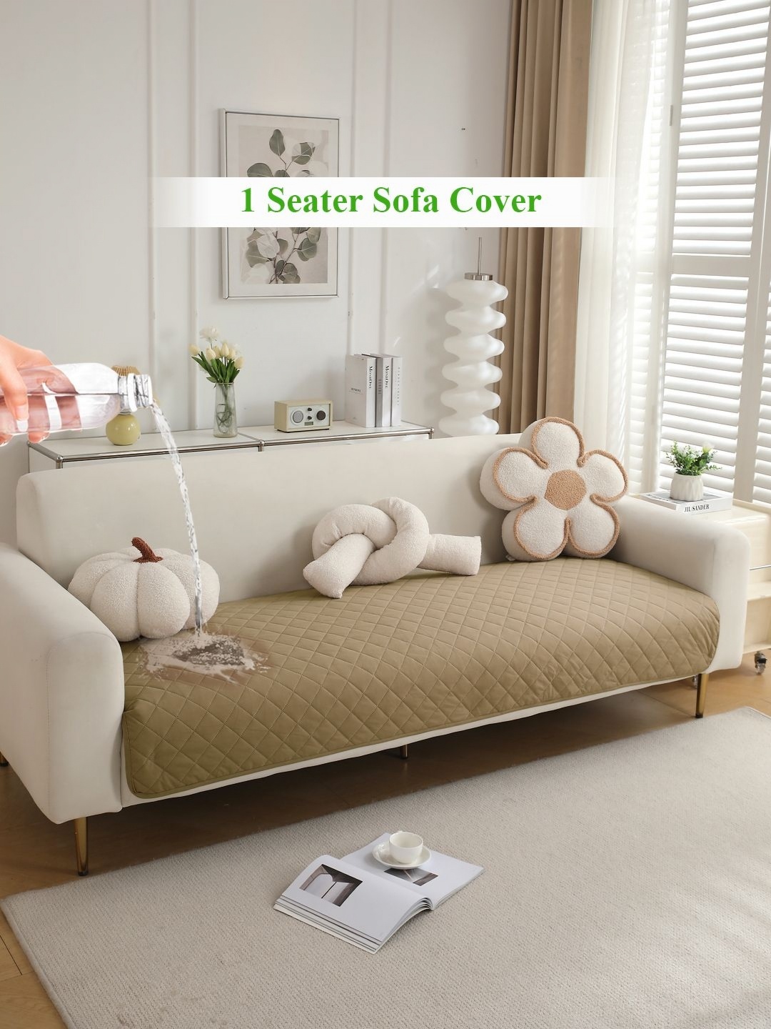 

HOKIPO Beige Polyester 1 Piece Sofa Cover