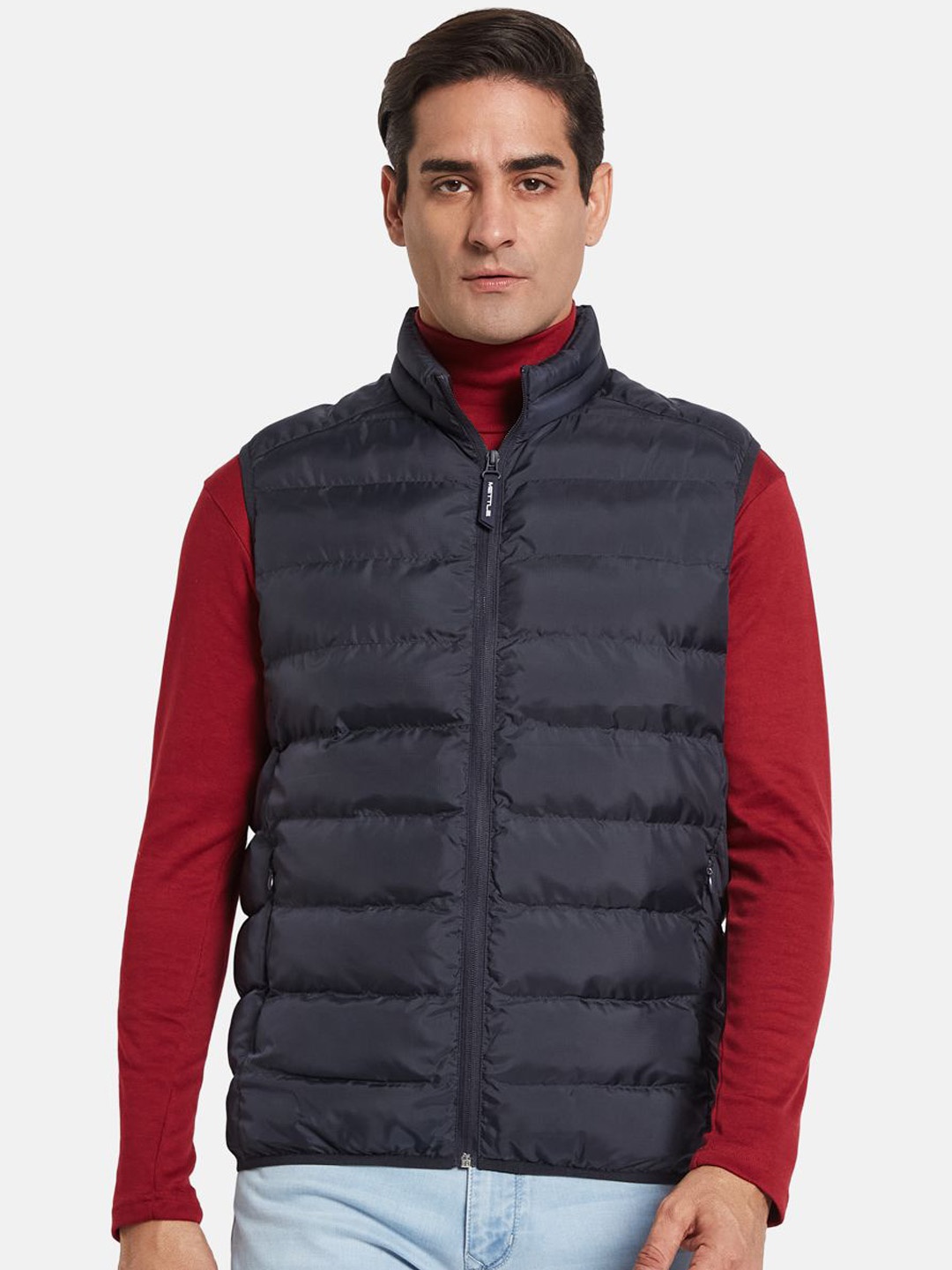 

METTLE Men Quilted Jacket, Navy blue