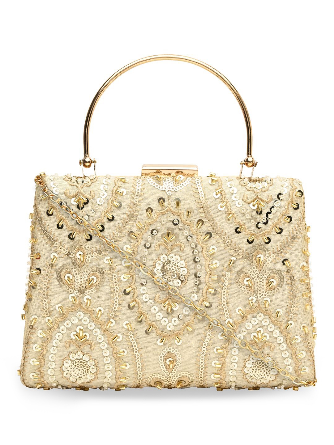 

HORRA Embellished Box Clutch, Gold