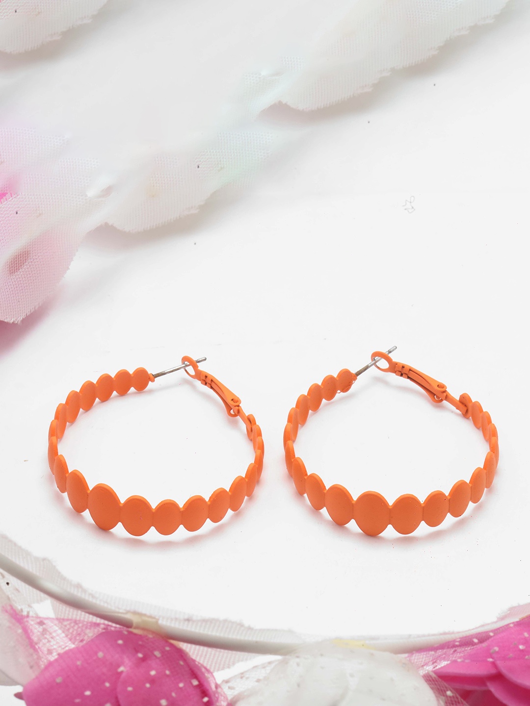 

Maansh Contemporary Hoop Earrings, Orange