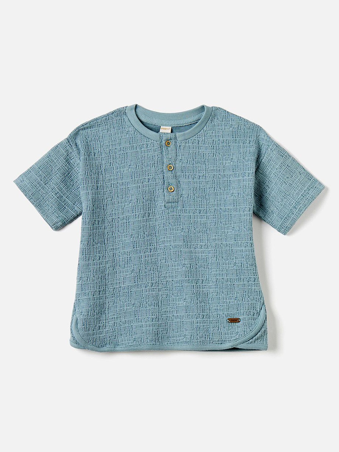 

Giggles by Babyshop Kids Henley Neck Cotton T-shirt, Blue