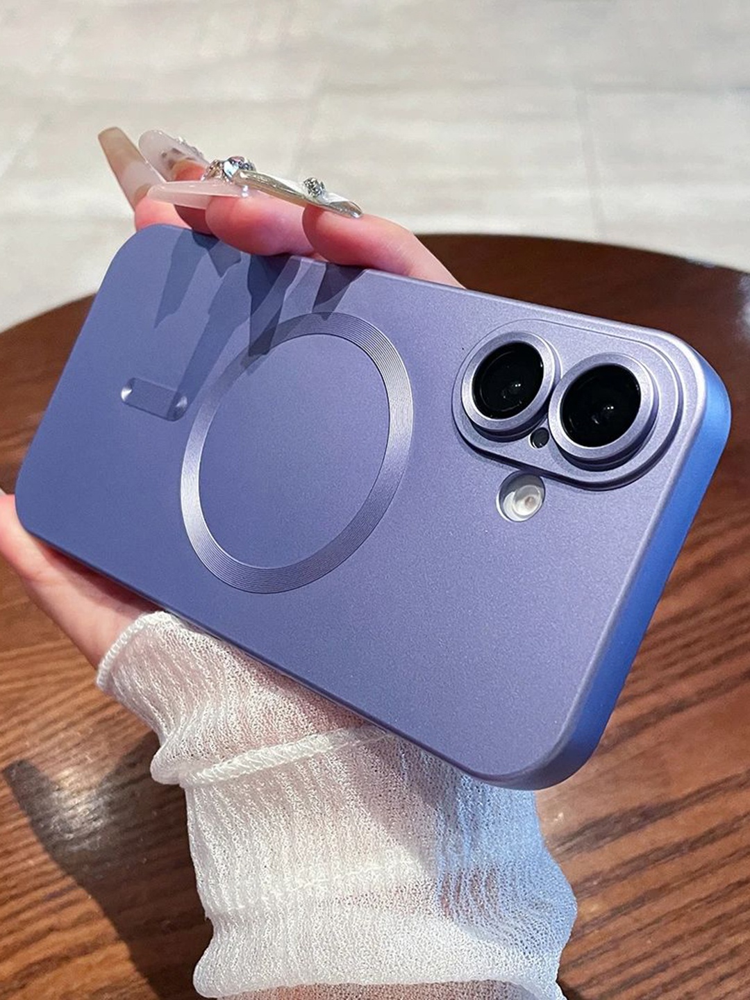 

Luxury Kase Solid Printed iPhone 16 Back Case Mobile Accessories, Purple