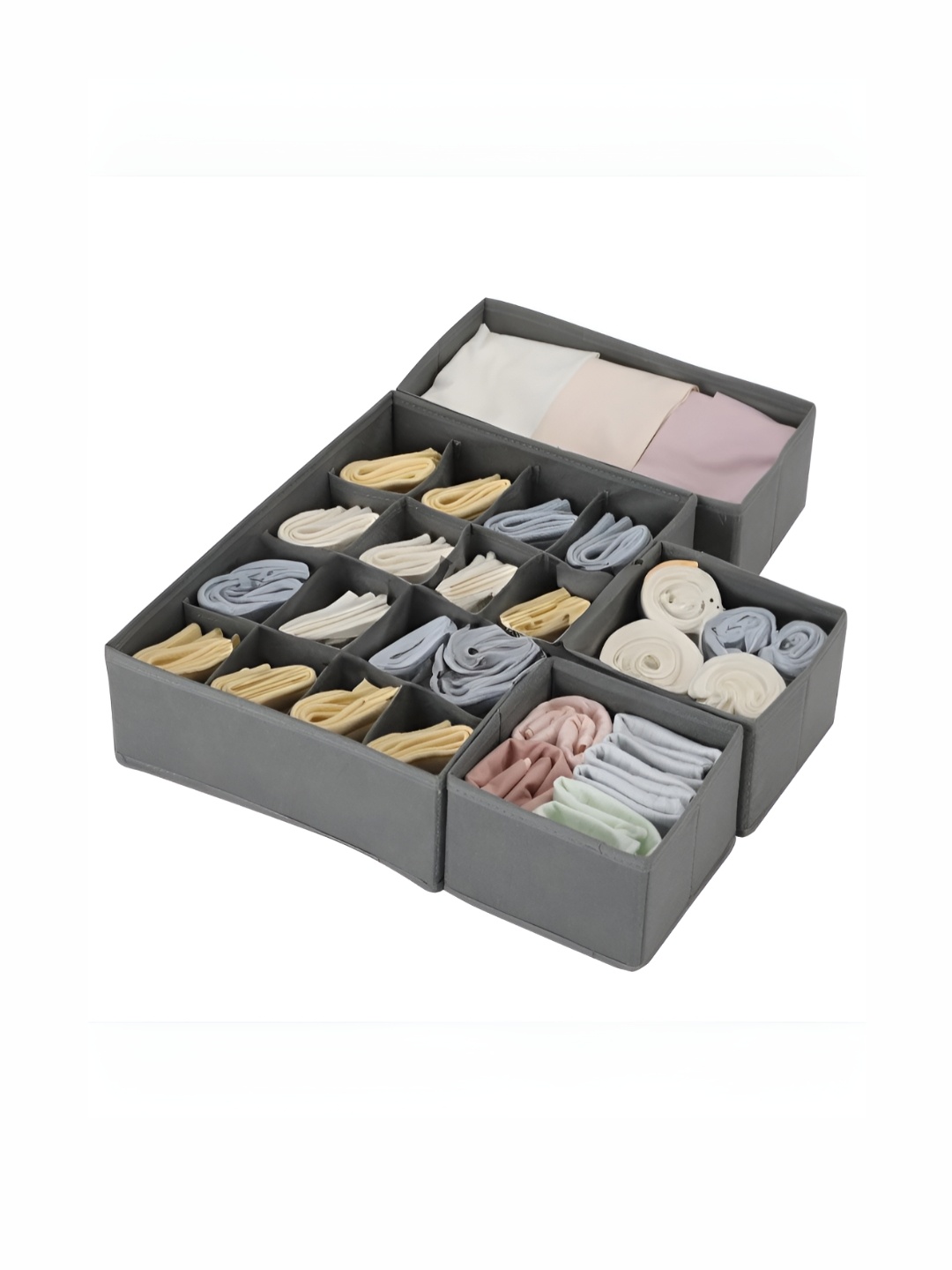 

HOUSE OF QUIRK Grey Set of 4 Regular Drawer Organiser Organisers