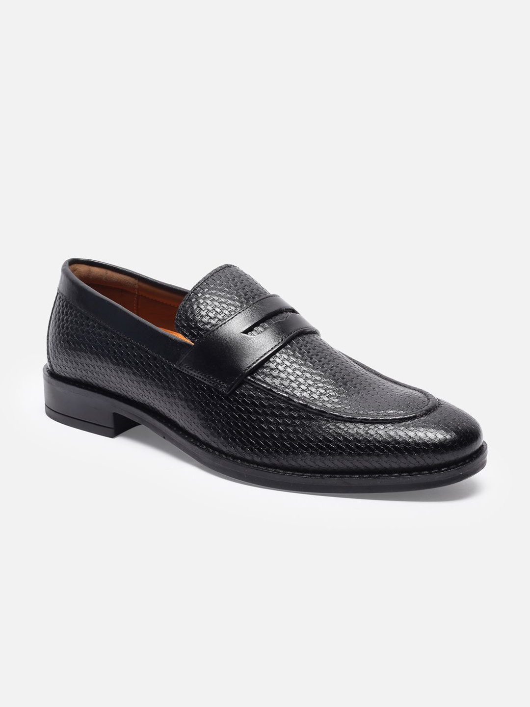 

Van Heusen Men Textured Leather Loafers, Black