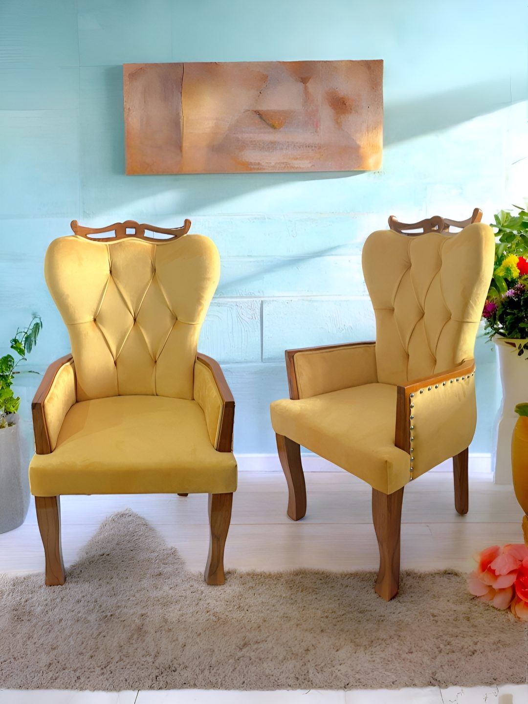 

Ikiriya Set Of 2 Yellow Wooded LoungeChair