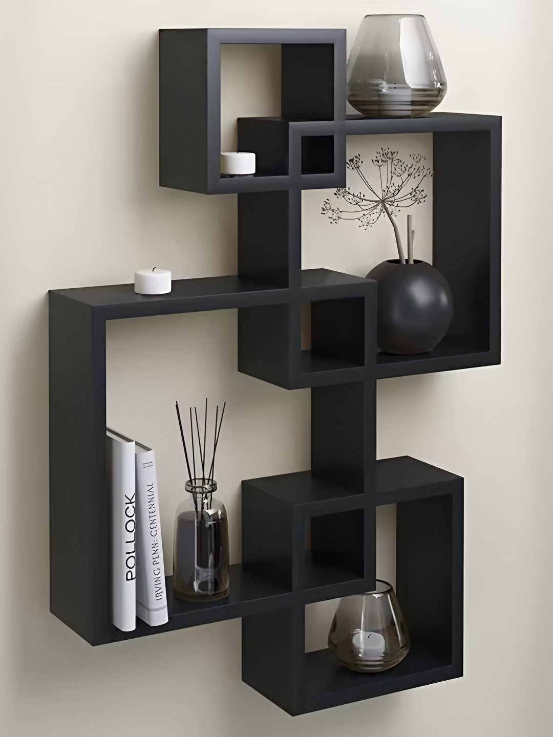 

USHA SHRIRAM Brown Wood Wall Mounted DIY Book Shelf