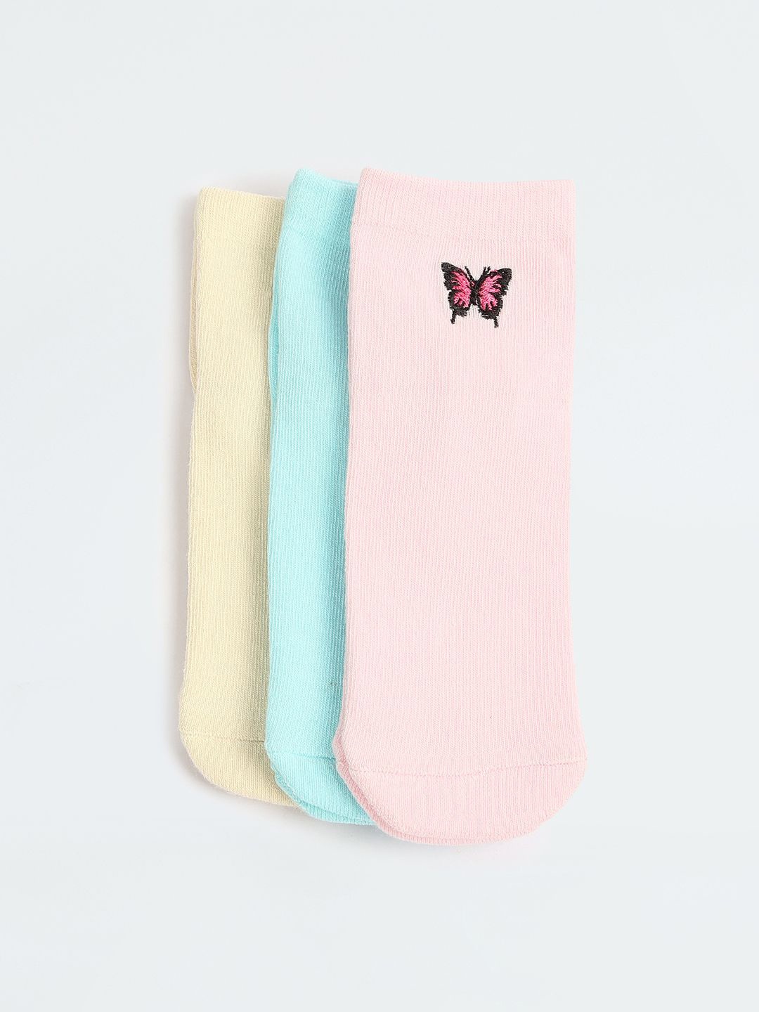 

max Girls Pack Of 3 Patterned Ankle-Length Socks, Pink