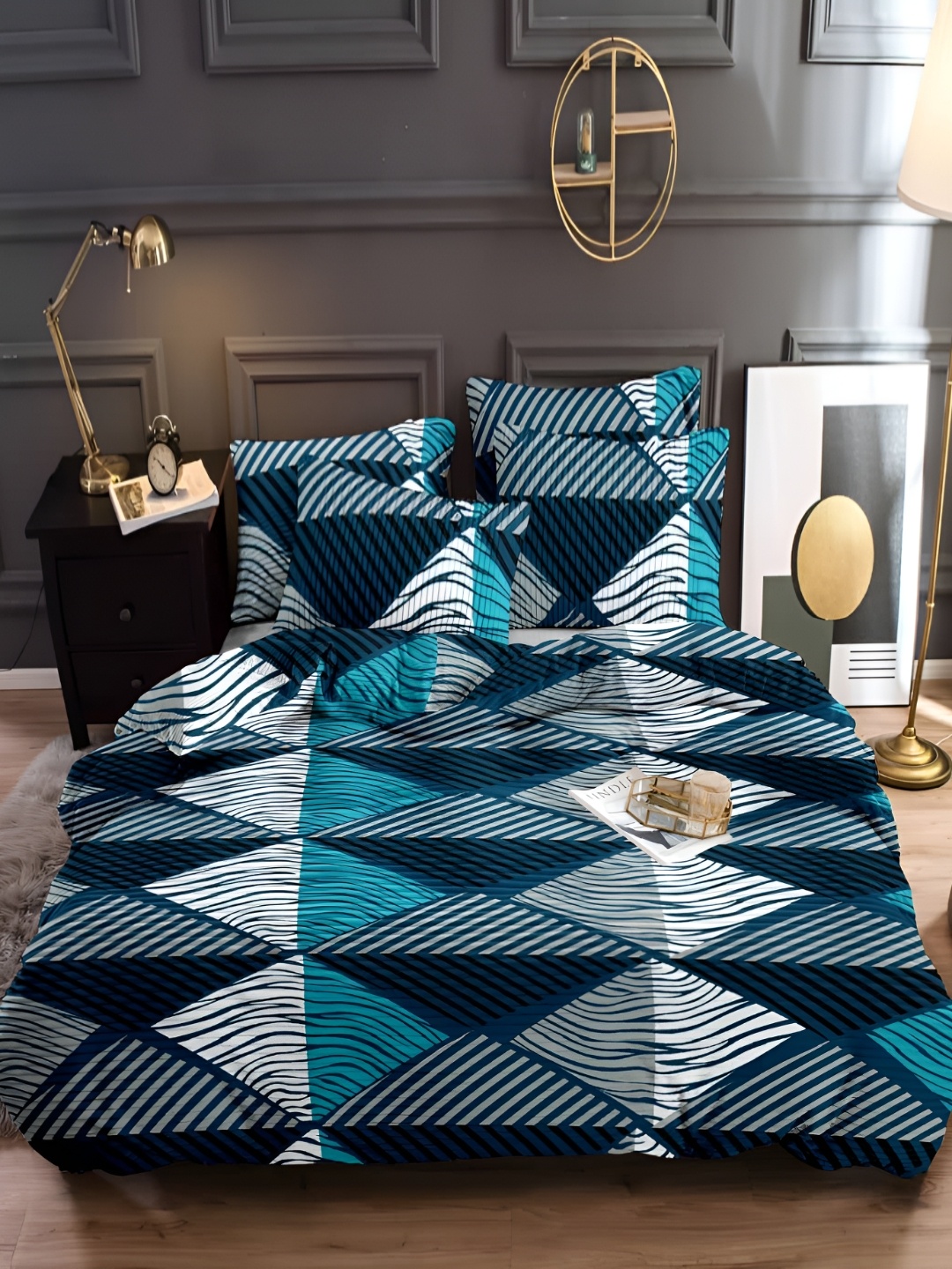 

BREVARD Blue & White Printed Single Duvet Cover