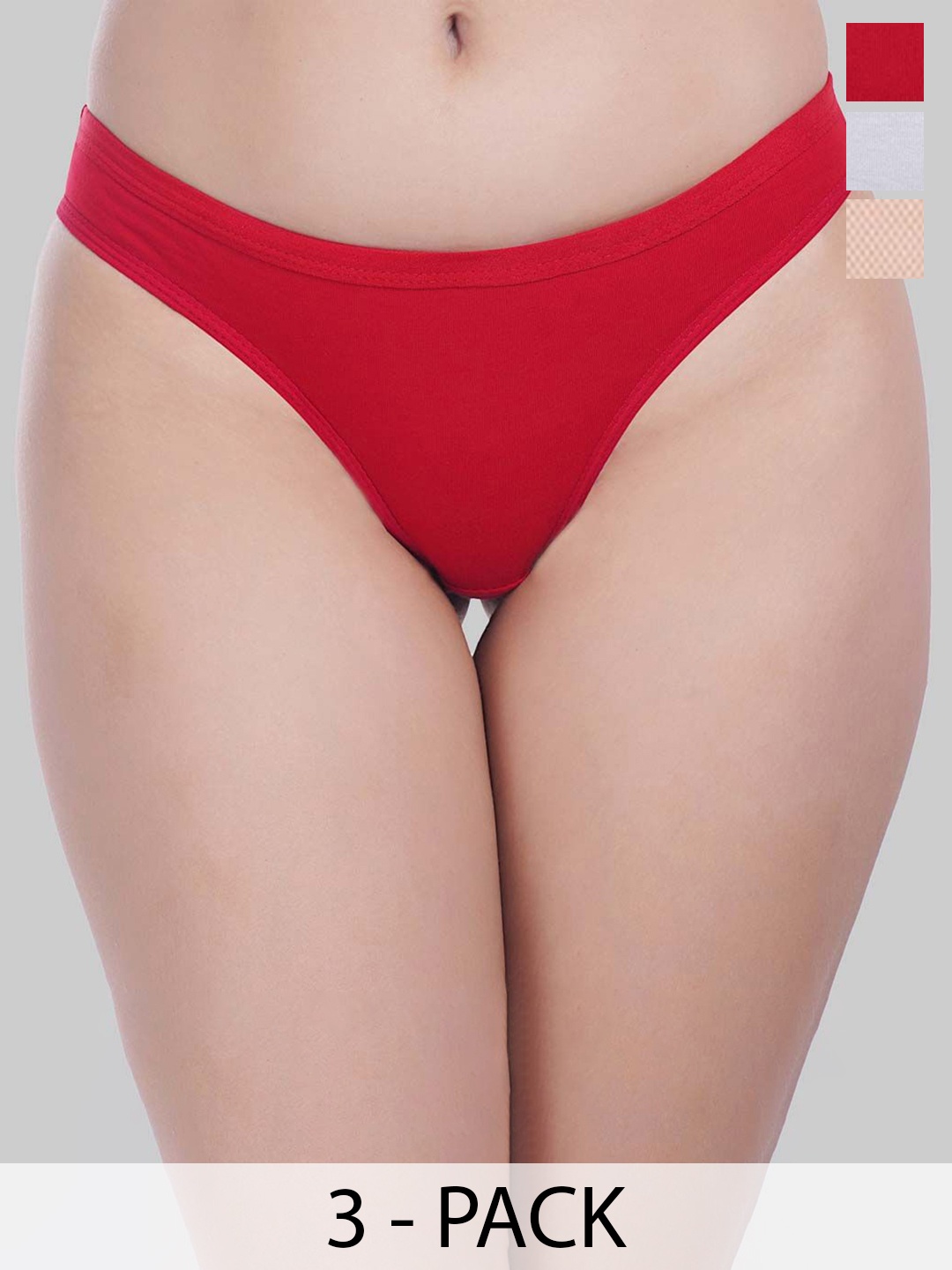 

YOU FOREVER Pack Of 3 Low-Rise Thongs Briefs, Red