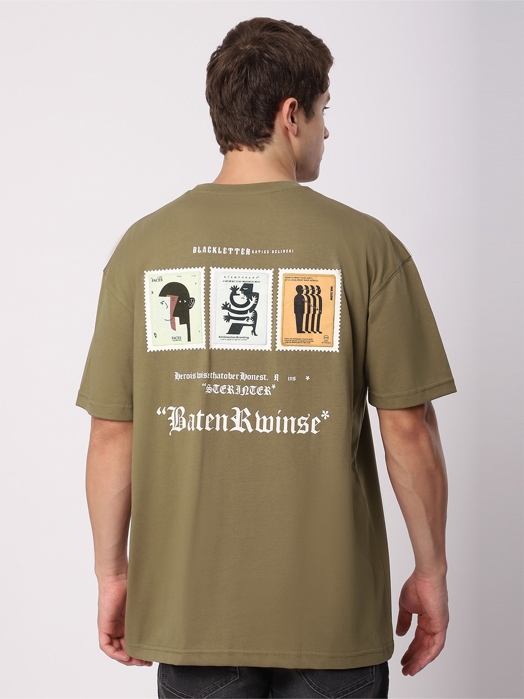 

Beyoung Men Typography Printed Applique T-shirt, Brown