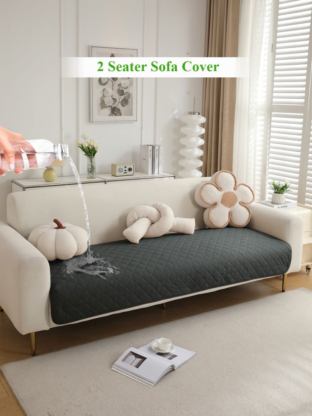 

HOKIPO Grey Polyester Waterproof 2 Seater Sofa Seat Mat