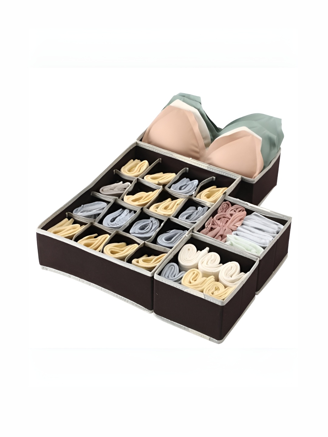 

HOUSE OF QUIRK Brown Set of 4 Regular Drawer Organiser Organisers