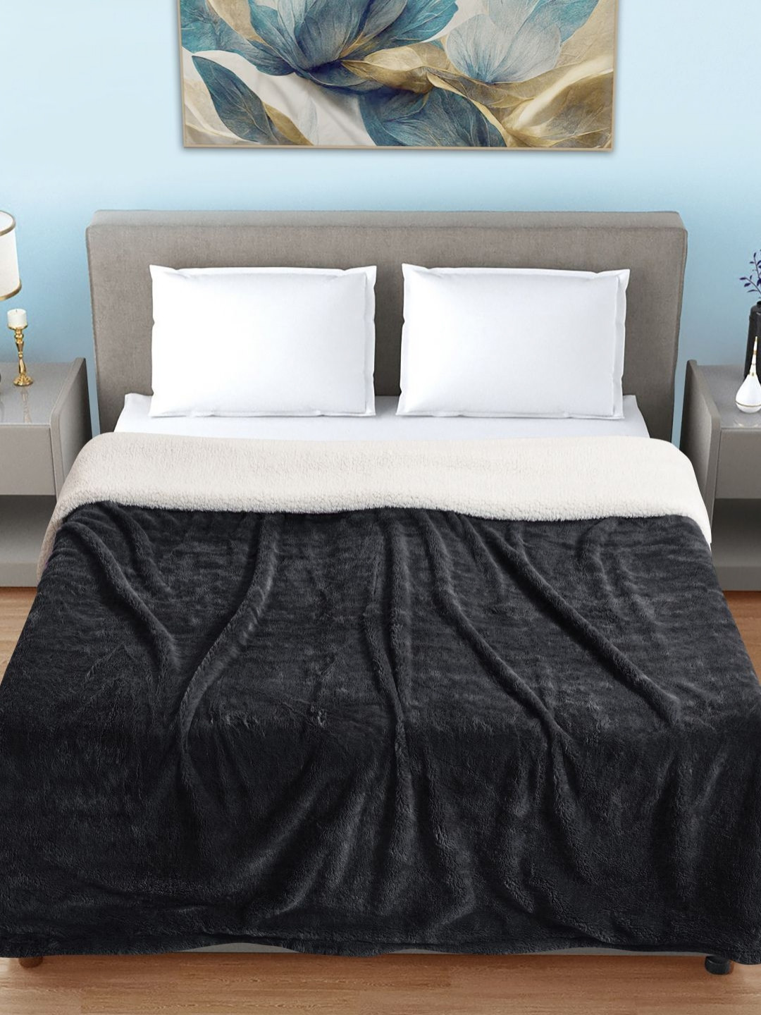 

FABINALIV Black Woollen Mild Winter 600 GSM Double Bed Comforter