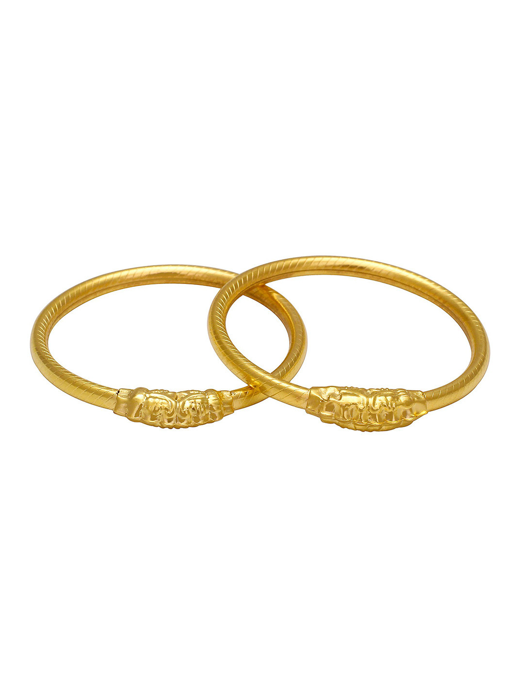 

MEMOIR Unisex Kids 2 Brass Antique Gold-Plated Kada Bracelet