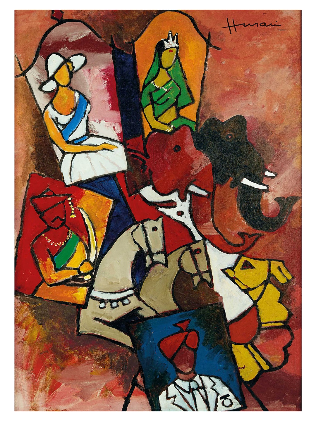 

Adventures India Red & Black Wooden Painting Wall Art
