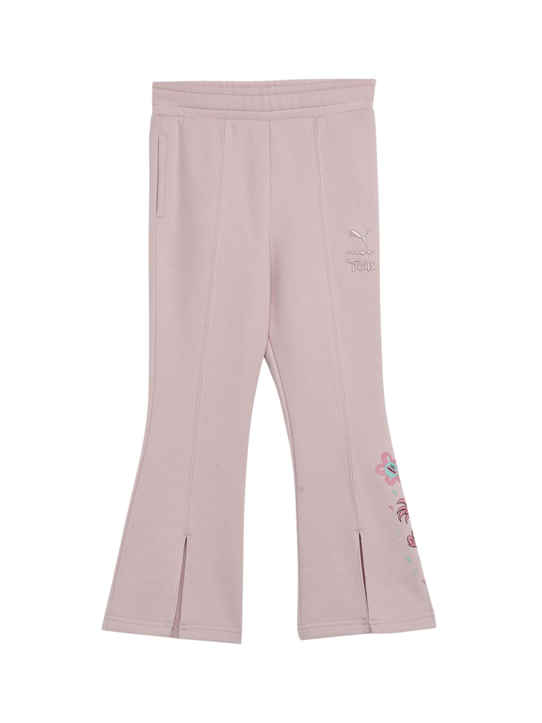 

Puma x Trolls Girls Mid Rise Flared Track Pants, Pink